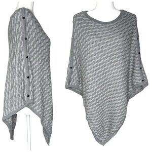 Soft Surroundings L XL Knit Poncho Top Asymmetrical Minimalist Metallic Cover Up